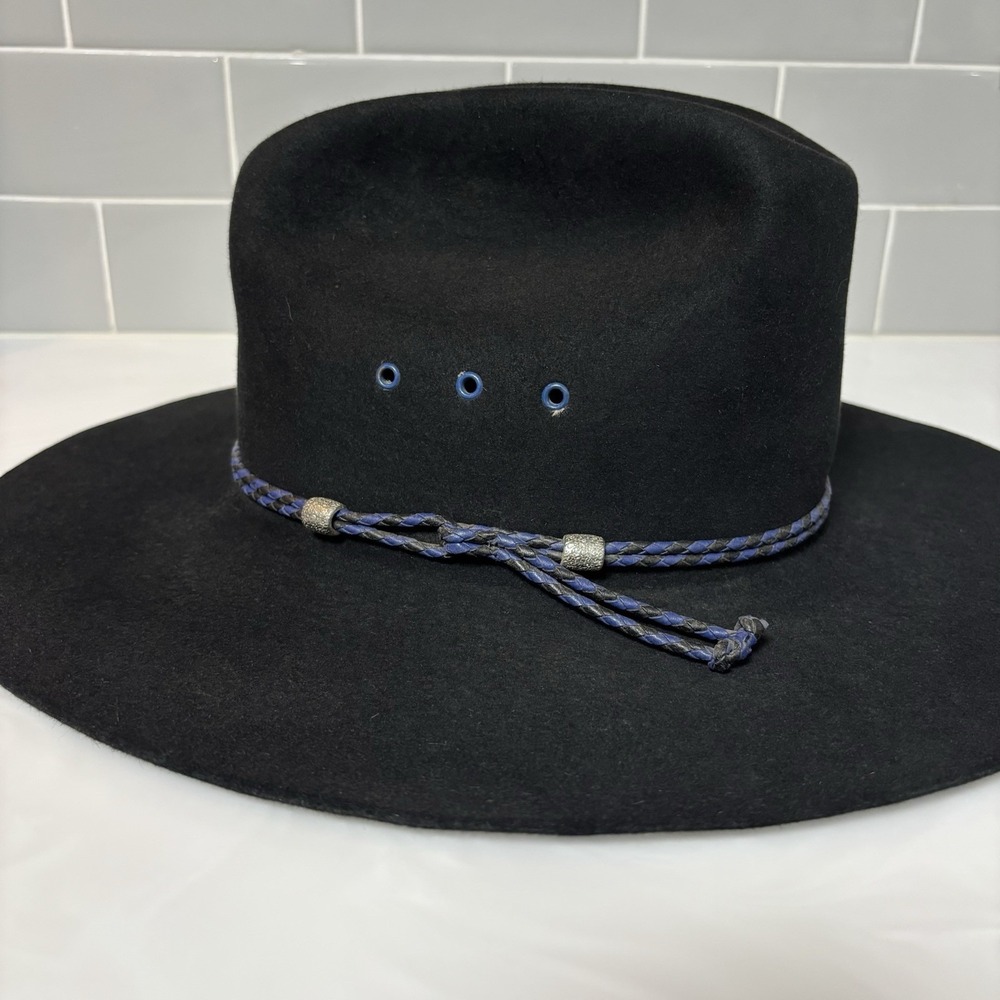 Vintage Stetson 4X Beaver 7 3/8 Brackett Rancher Cowboy Hat Western Black